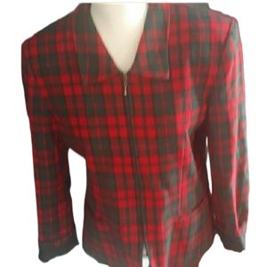 Norton McNaughton Red and Black Checkered Blazer